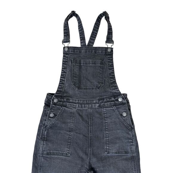 BRANDY MELVILLE Uma Slim Fit Cross Strap Overalls Washed Denim Black Size M - Picture 3 of 8